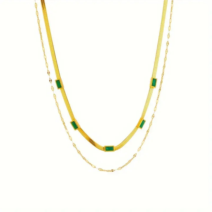 Sister Gem Double Layer Retro Gold Necklace