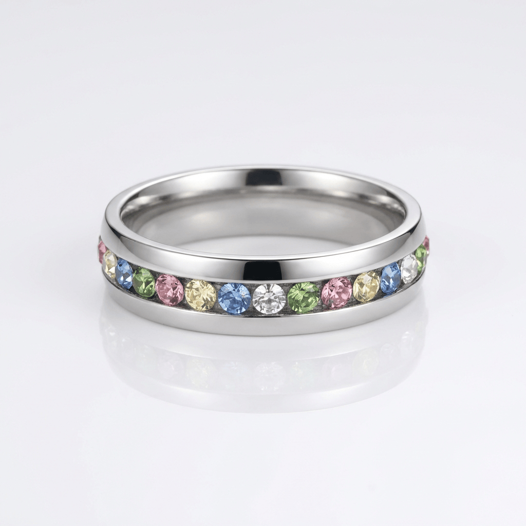 ETERNITY RING IN COLOURED CRYSTAL
