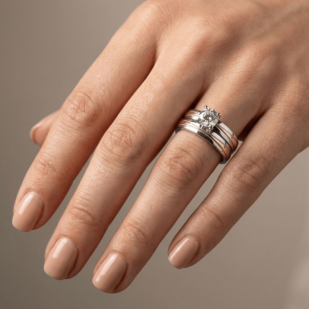 DIAMOND RING GOLD SILVER STRIPES