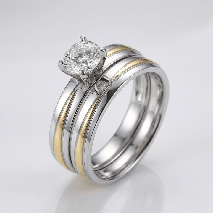 DIAMOND RING GOLD SILVER STRIPES