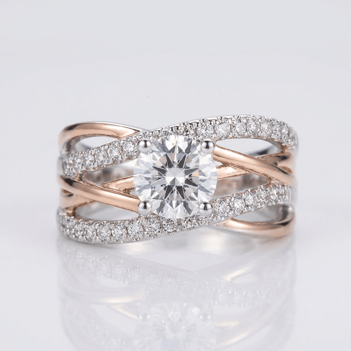 CROSSOVER RING IN ROSE GOLD DIAMOND
