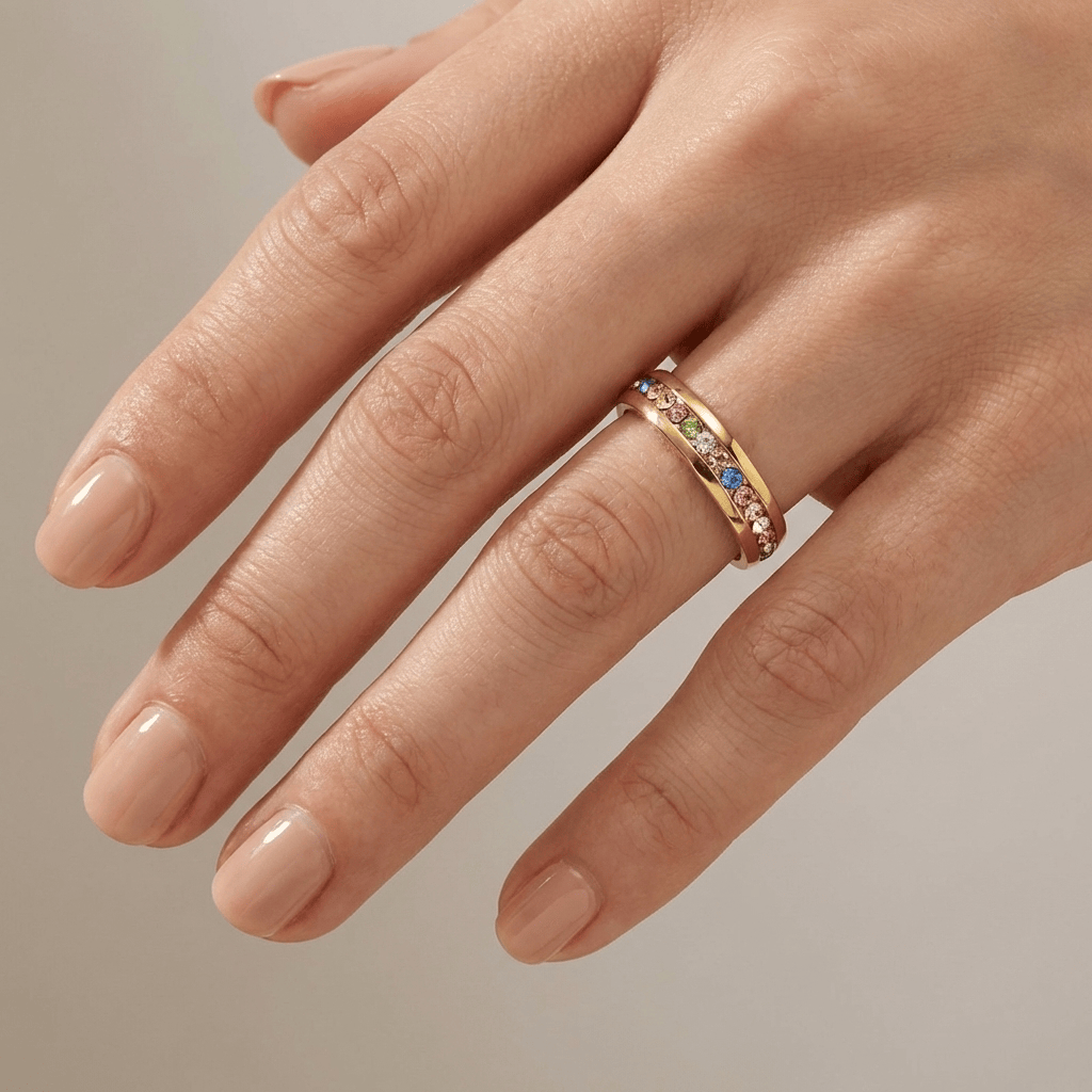 ETERNITY RING IN COLOURED CRYSTAL
