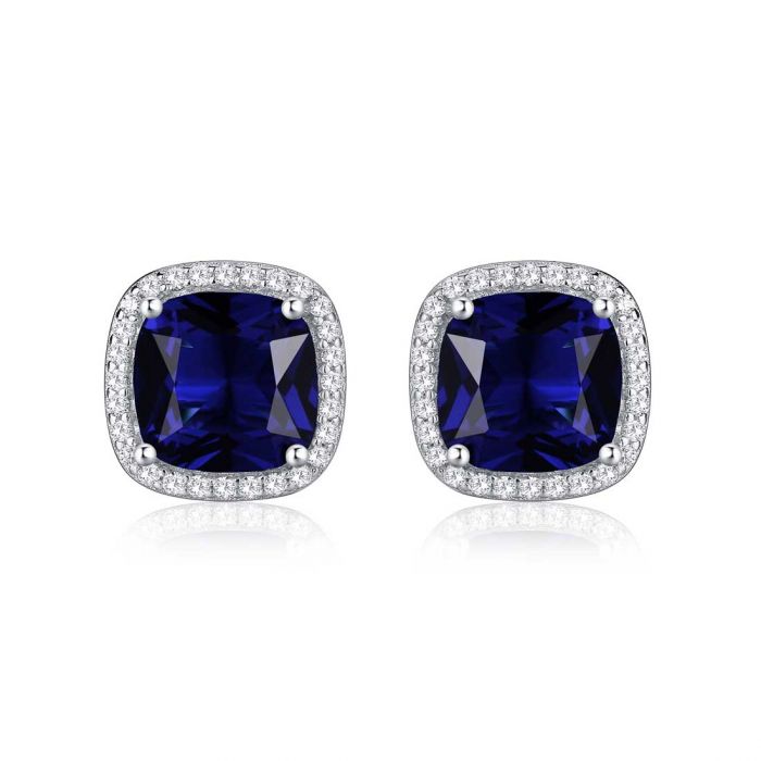 Square Shaped Sapphire Earrings