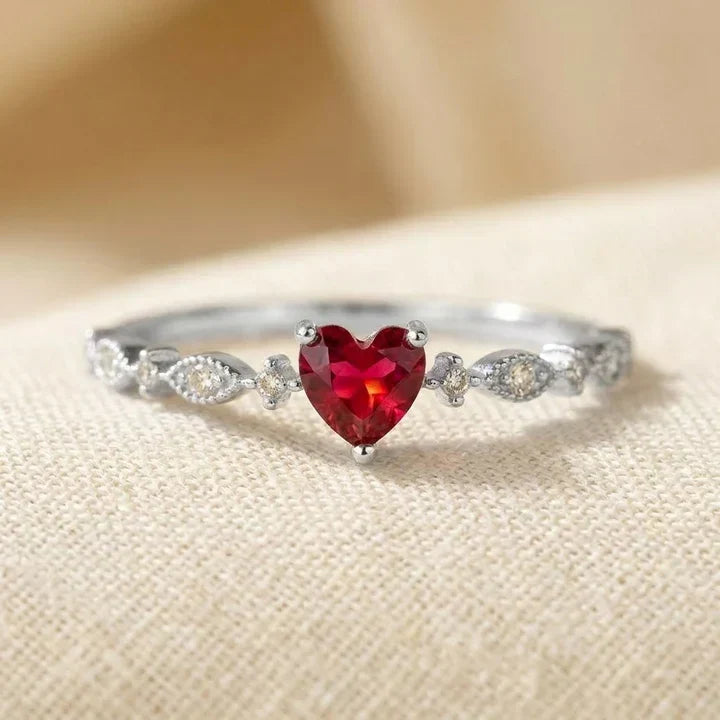 Ruby and Gold Heart Ring