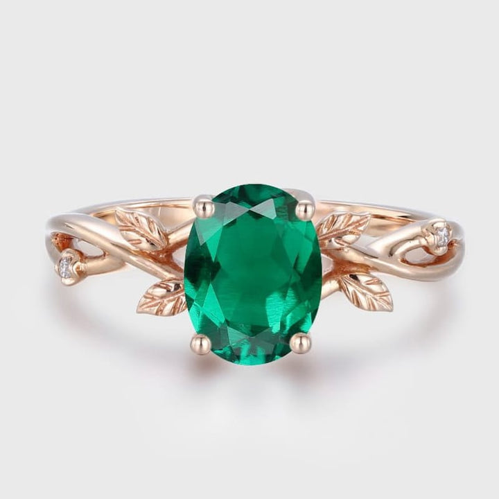 EMERALD LEAF RING IN ROSE GOLD