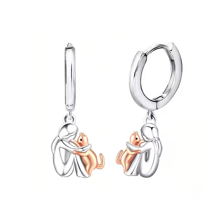 Cat Embrace Pendant Necklace with Gift Earrings – Limited Time Offer