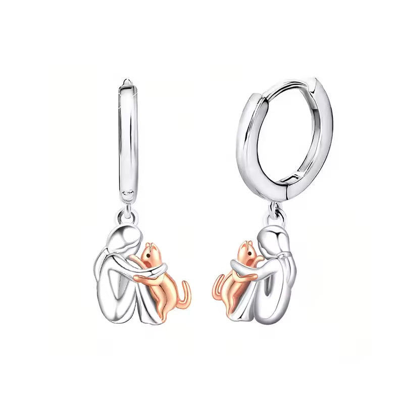 Cat Embrace Pendant Necklace and Earrings Gift – Limited Time Offer