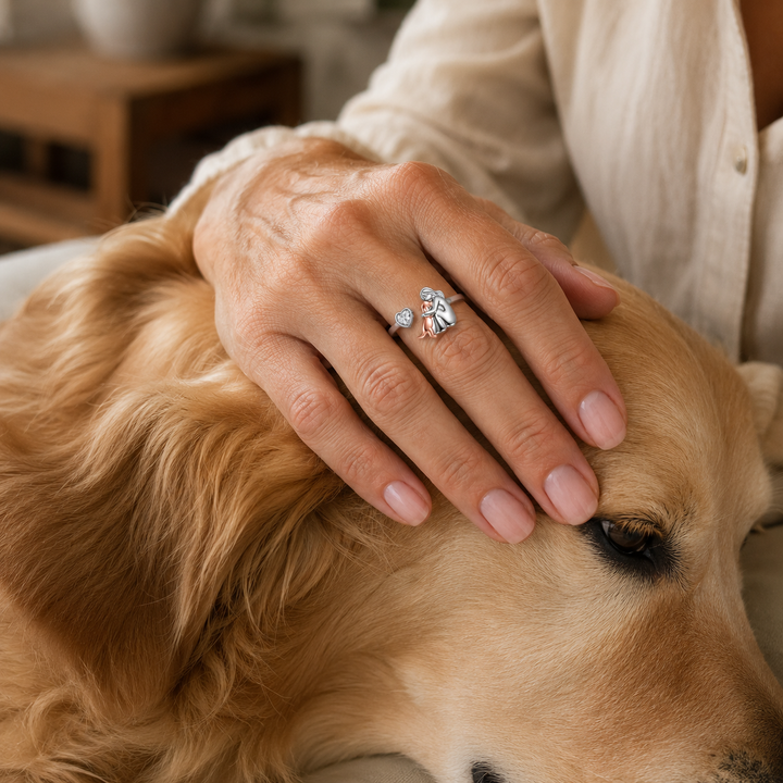 Adjustable Dog Ring – “Always in My Heart” with Zirconia