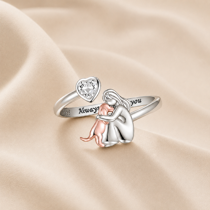 Adjustable Dog Ring – “Always in My Heart” with Zirconia