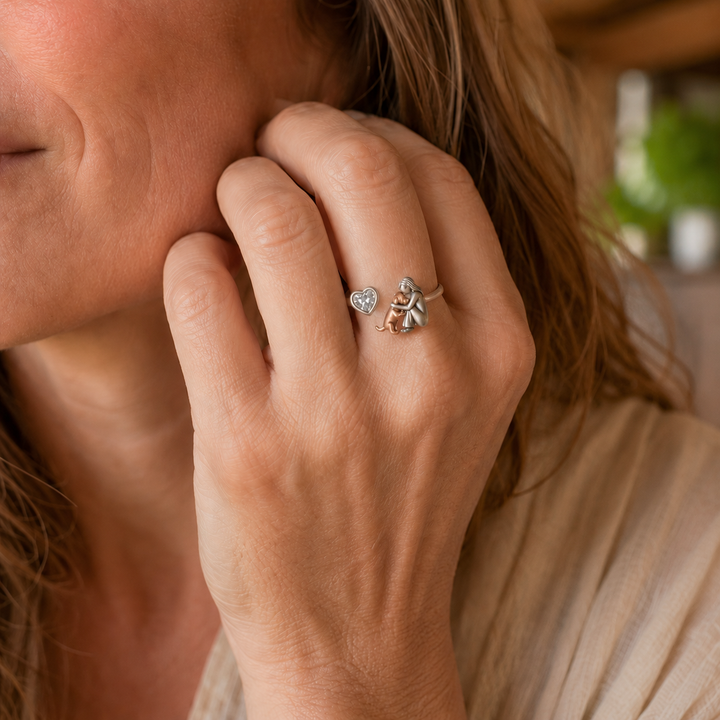 Handmade Dog Ring with Heart-Shaped Zirconia – Adjustable Fit