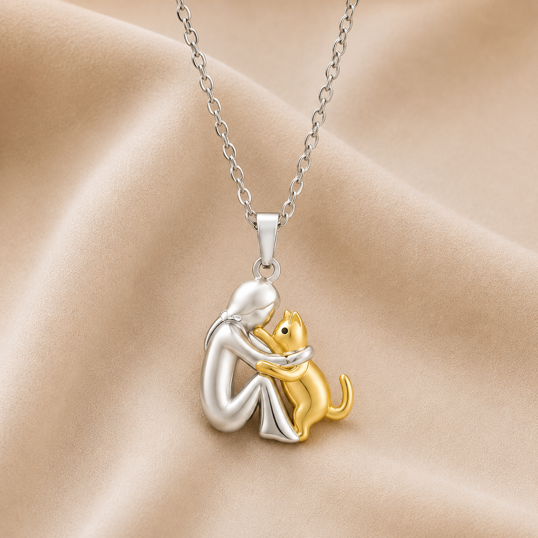 Cat Hug Pendant Necklace