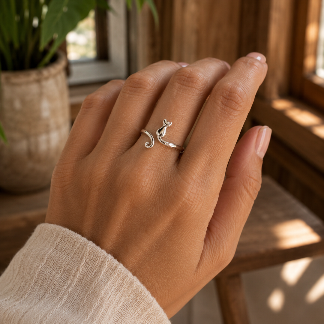 Adorable Cat Ring in Stainless Steel