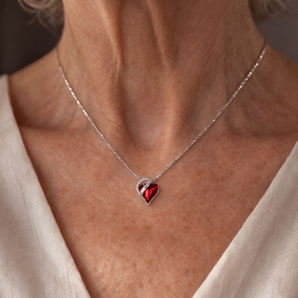Infinity Heart Necklace in Ruby