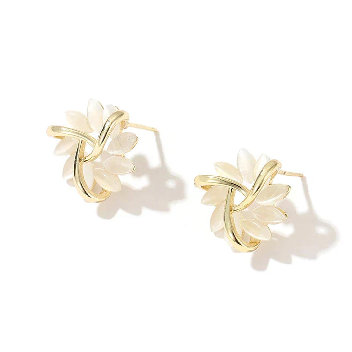 Orecchini a Cerchio con Fiori di Opale