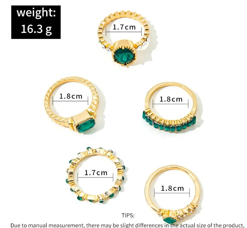 Gold Ring Set with Zarina Emerald
