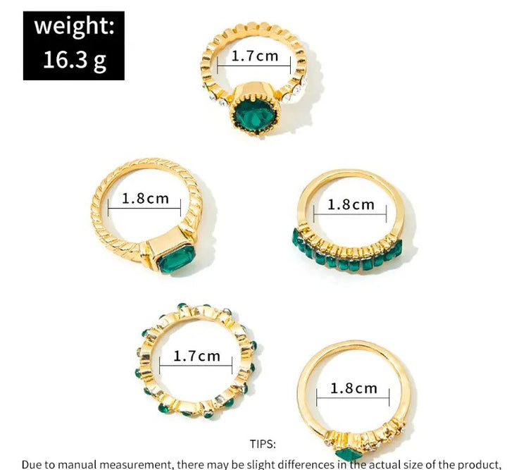 Gold Ring Set with Zarina Emerald