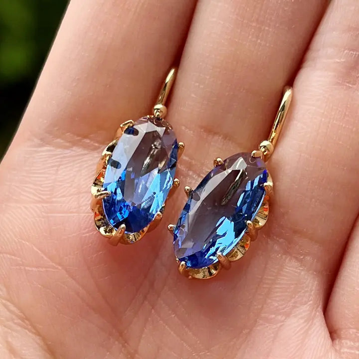 Blue Gold Bloom Earrings
