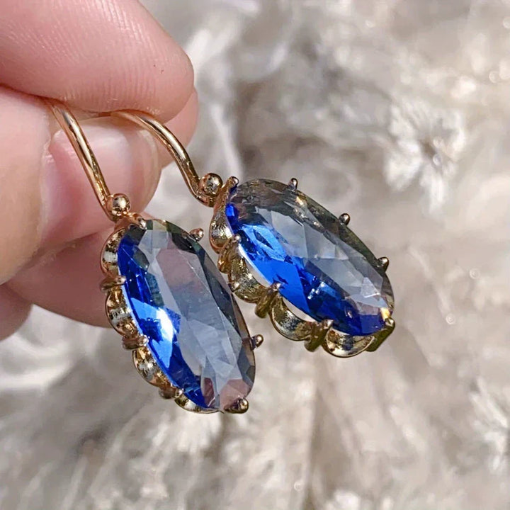 Blue Gold Bloom Earrings