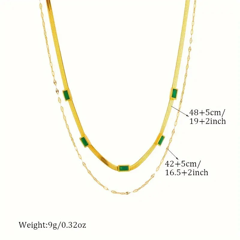Sister Gem Double Layer Retro Gold Necklace