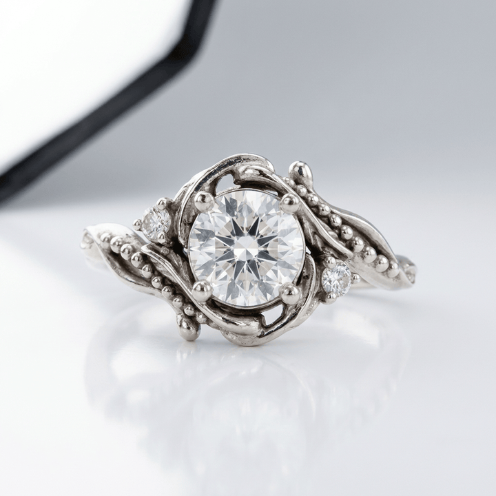 VINTAGE ORNATE SILVER DIAMOND RING