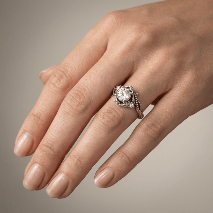 VINTAGE ORNATE SILVER DIAMOND RING