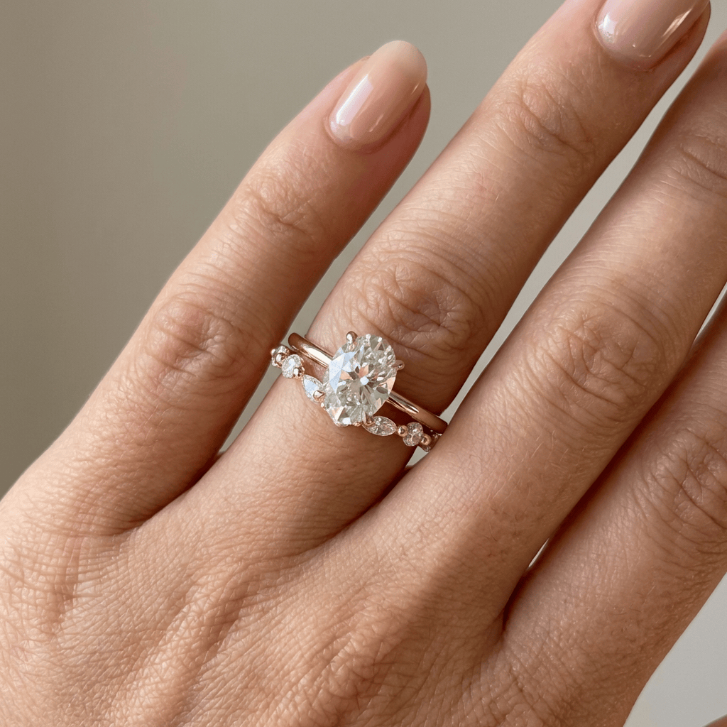 OVAL DIAMOND MARQUISE GOLD RING
