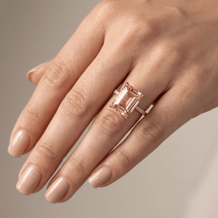 PAVE RING IN MORGANITE ROSE GOLD