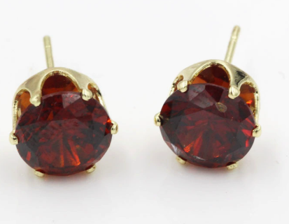 Round Ruby Stud Earrings