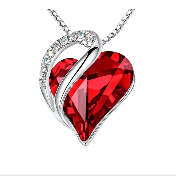 Infinity Heart Necklace in Ruby
